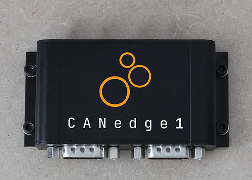 The CANedge1 comes with flanges to enable easy installation at scale. The 'mounting kit' includes screws and optional vibration dampeners.